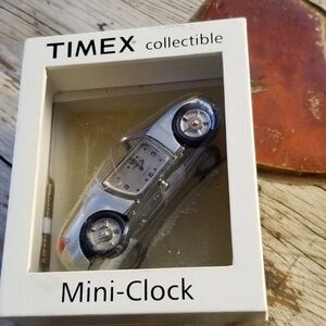 Vintage Timex Silver Mini-Clock Car with Black Accents